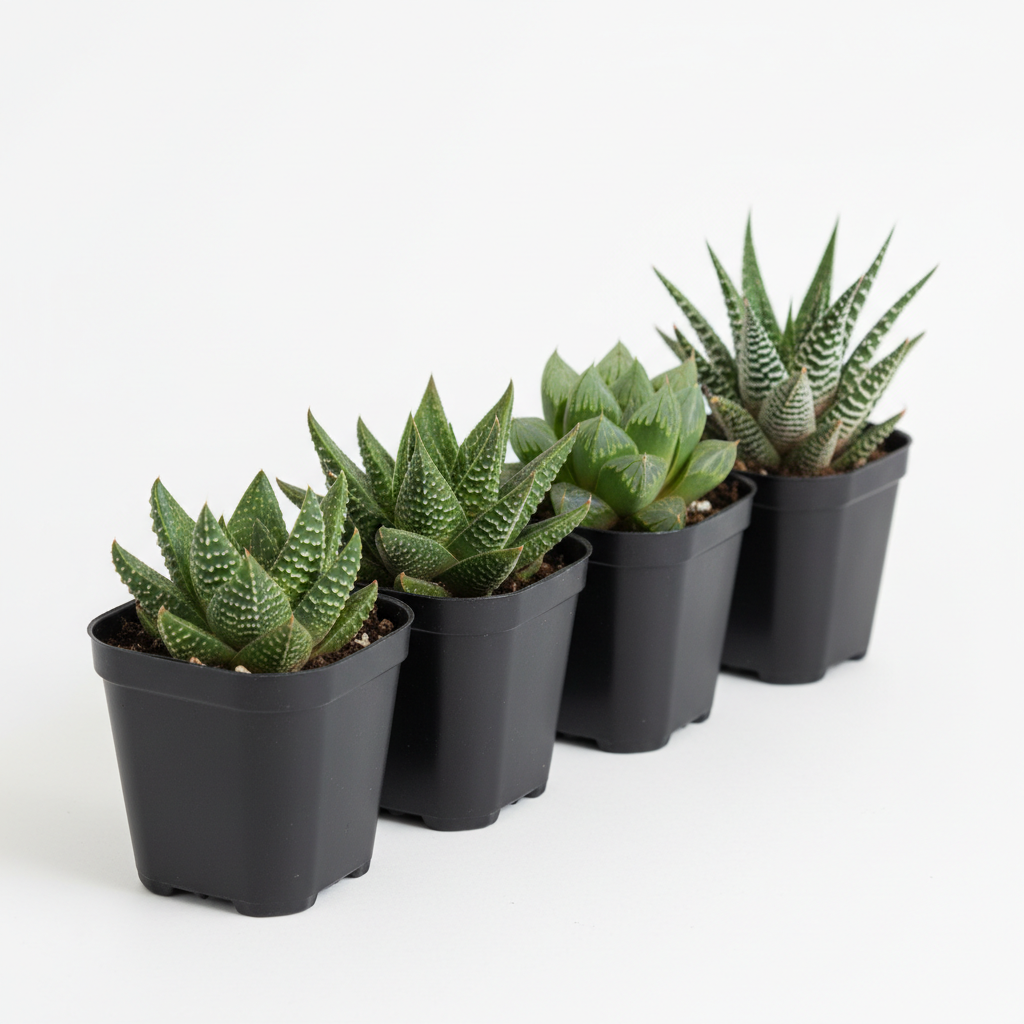 Assorted haworthia succulents in 2-inch nursery pots